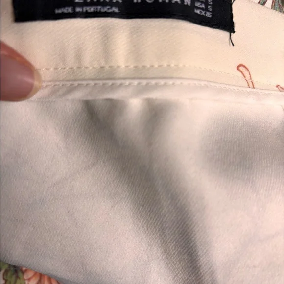 Zara Cream A-Line Midi Skirt with Multicolor Floral Print - Picture 2 of 6